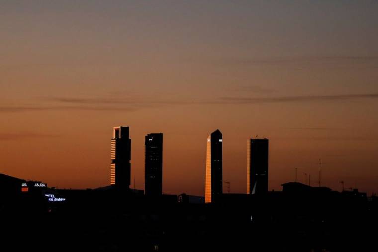 Vue du coucher du soleil à Madrid, Espagne