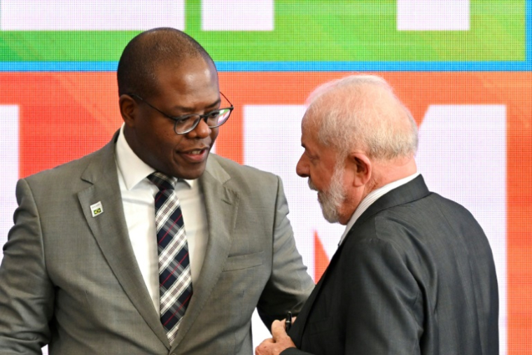 Le président brésilien Luiz Inacio Lula da Silva (à droite) et Silvio Almeida, alors ministre des droits Humains, à Brasilia, le 23 novembre 2023  ( AFP / EVARISTO SA                   )