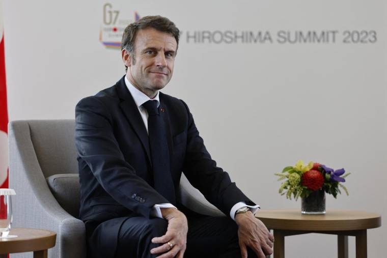 Emmanuel Macron le 19 mai à Hiroshima. ( POOL / LUDOVIC MARIN )