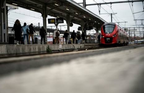 Un train arrive en gare Matabiau de Toulouse, le 2 décembre 2022, lors d'une grève des contrôleurs de la SNCF ( AFP / Lionel BONAVENTURE )