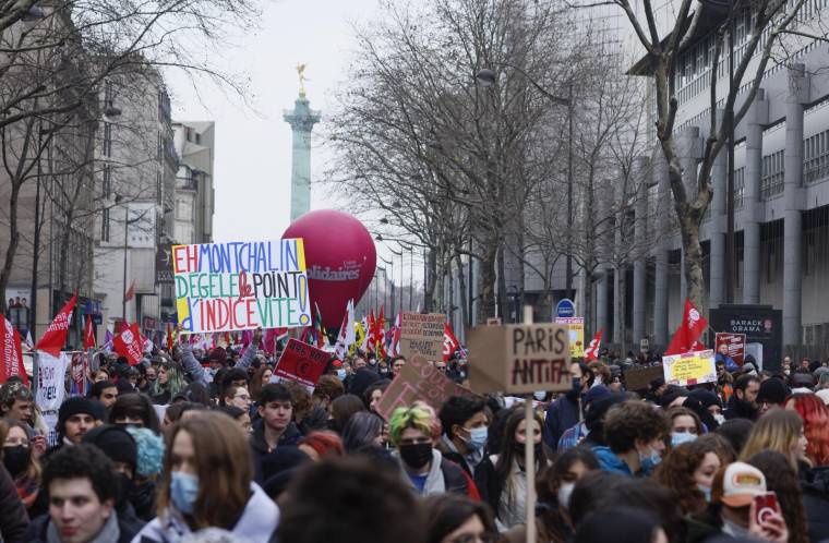 Une manifestations d'enseignants, à Paris, le 27 janvier 2022 ( AFP / THOMAS SAMSON )