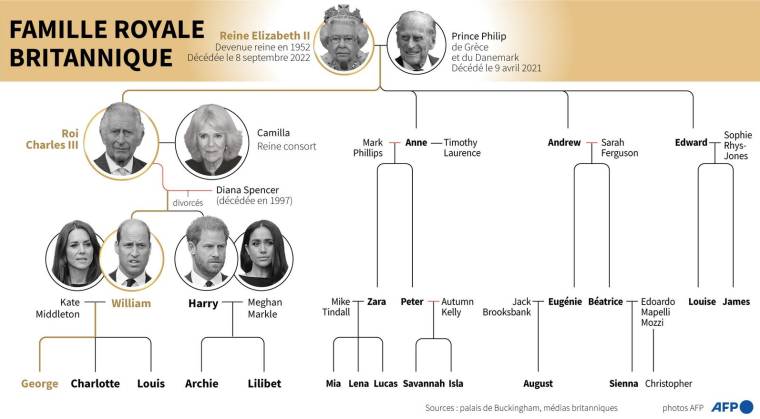 Arbre généalogique de la famille royale montrant l'ordre de succession ( AFP /  )