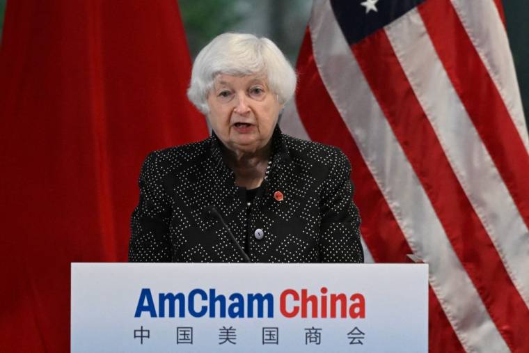 Janet Yellen à Guangzhou, en Chine, le 5 avril 2024. ( AFP / PEDRO PARDO )