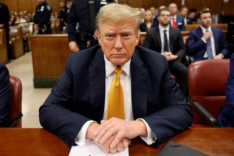L'ancien président américain Donald Trump au tribunal pénal de Manhattan, le 21 mai 2024 à New York ( POOL / Michael M. Santiago )