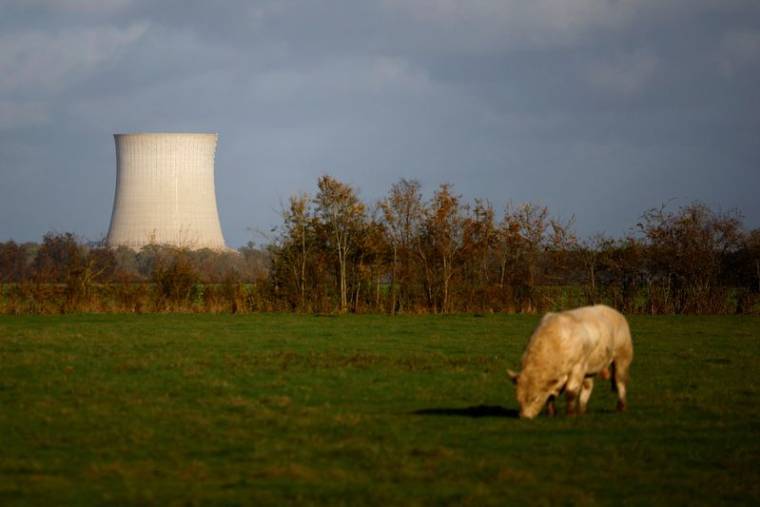 Vue sur l'une des tours de refroidissement de la centrale nucléaire de Saint-Laurent-Des-Eaux à Muides