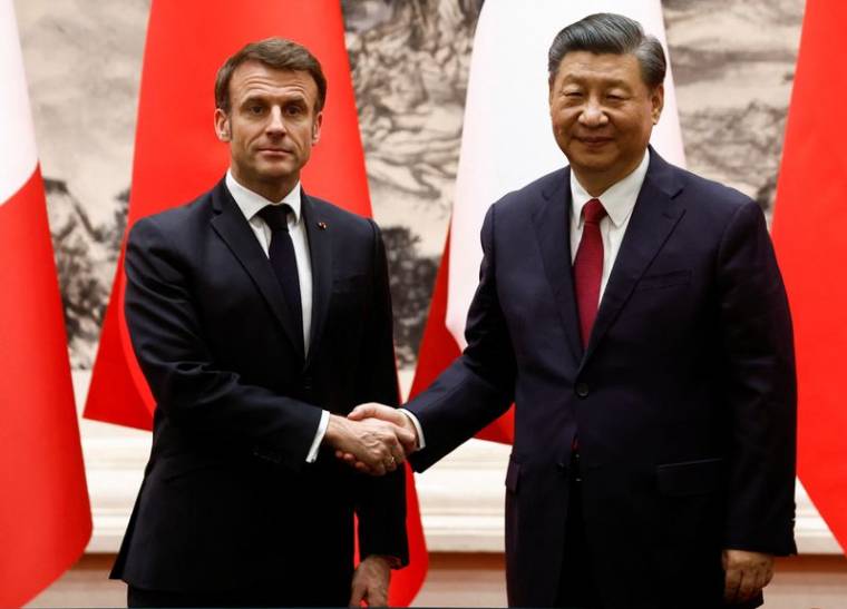 Emmanuel Macron avec Xi Jinping lors de sa visite d'État en Chine