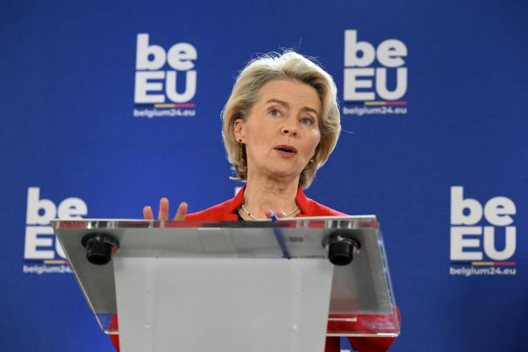 Ursula von der Leyen à Bruxelles, le 5 janvier 2024. ( AFP / JOHN THYS )