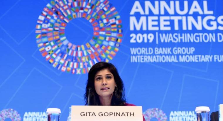 Gita Gopinath, chef économiste au FMI, a rappelé le rôle déterminant du soutien des banques centrales pour l'économie mondiale. (© AFP)