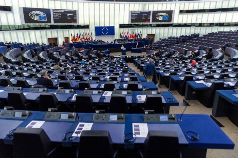 Le parlement européen à Strasbourg, le 4 mai 2022. ( AFP / PATRICK HERTZOG )