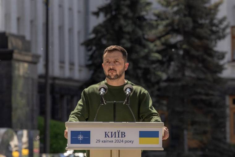 Volodymyr Zelensky, à Kiev, le 29 avril 2024 ( AFP / ROMAN PILIPEY )