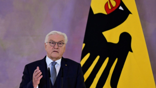 Le président allemand Frank-Walter Steinmeier annonce la dissolution du parlement lors d'un discours au château de Bellevue à Berlin, le 27 décembre 2024 ( AFP / John MACDOUGALL )