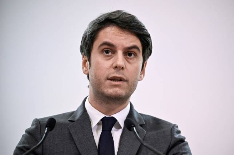 Le Premier ministre Gabriel Attal prononce un discours à Paris, le 1er février 2024 ( AFP / JULIEN DE ROSA )