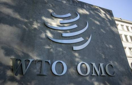 Le logo de l'OMC à Genève