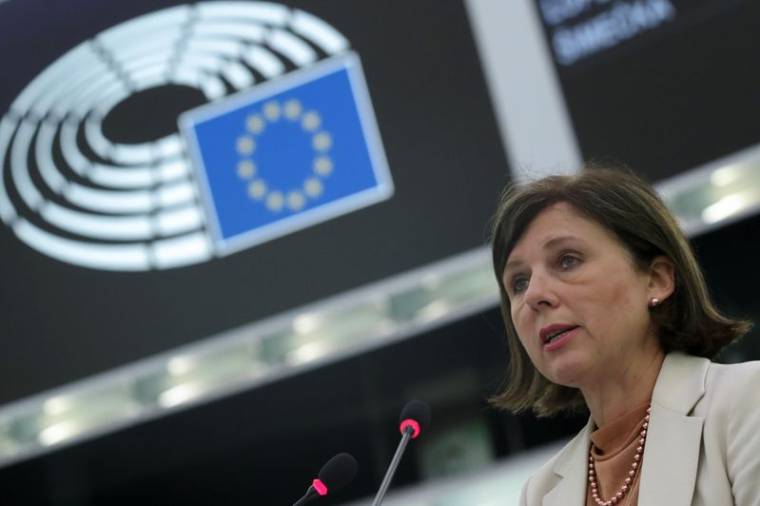 La commissaire européenne aux valeurs et à la transparence Vera Jourova à Strasbourg, en France