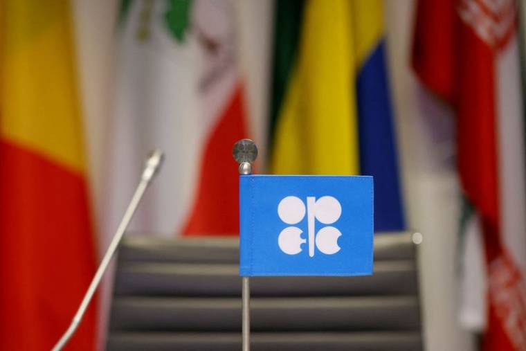 Le drapeau de l'OPEP lors d'une réunion à Vienne